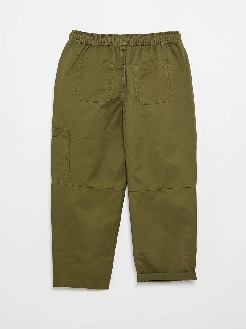 Pantalon barrel fit avec cordons de serrage Kaki - Kiabi