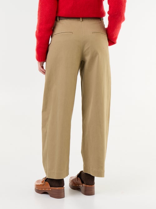 Pantalon barrel large + ceinture en simili - Kiabi