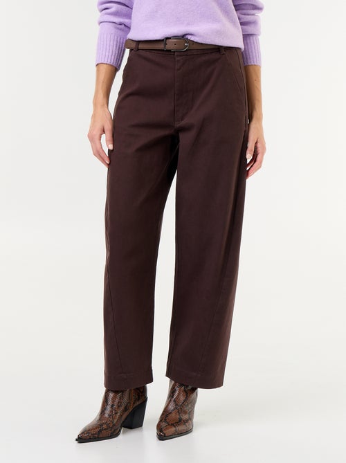Pantalon barrel large + ceinture en simili - Kiabi
