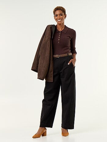 Pantalon barrel large + ceinture en simili