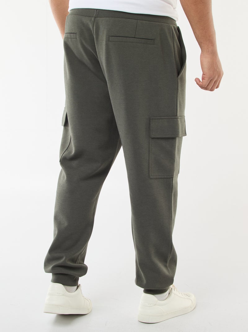 Pantalon bas resserré en coton uni Kaki - Kiabi