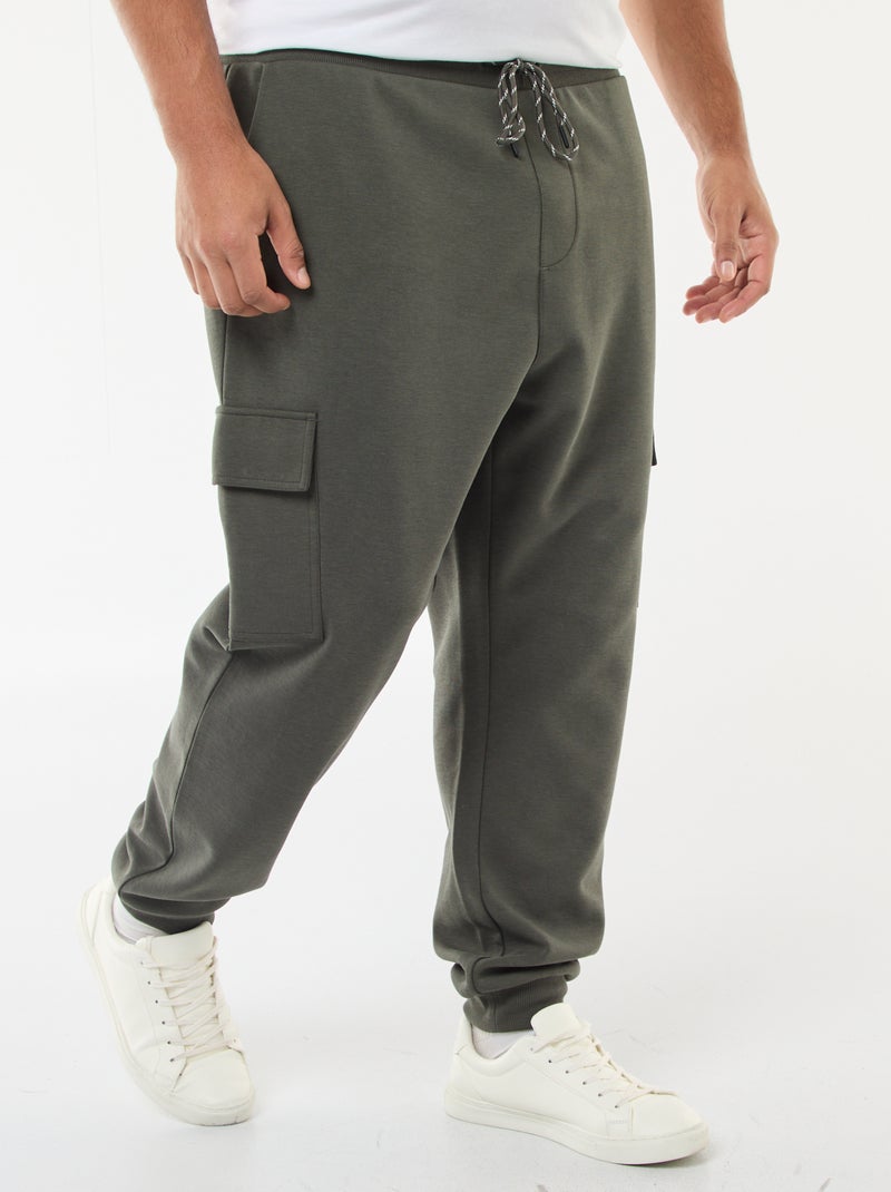 Pantalon bas resserré en coton uni Kaki - Kiabi