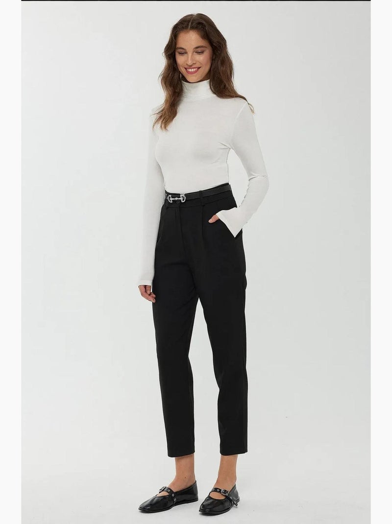 Pantalon basique coupe carotte hiccup Noir - Kiabi