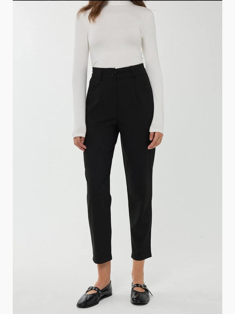 Pantalon basique coupe carotte hiccup Noir - Kiabi