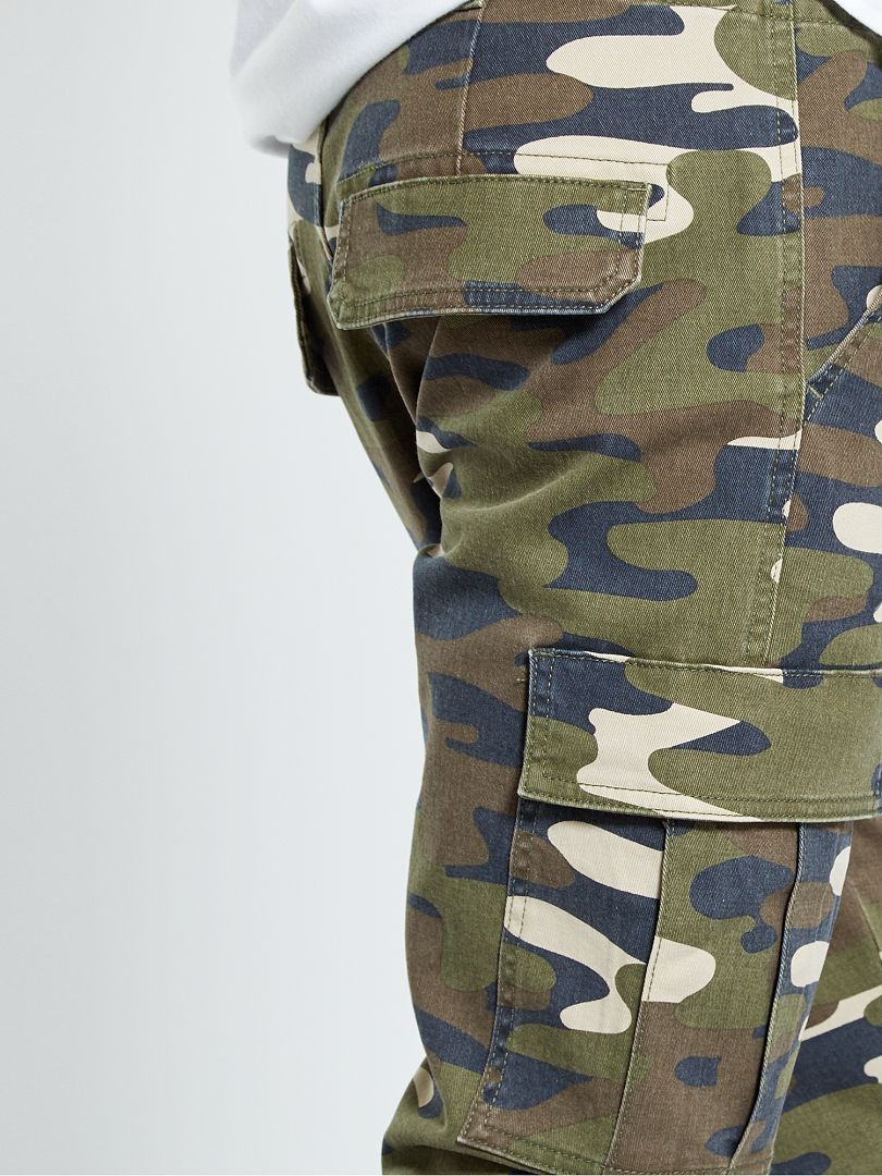 Pantalon Cargo Homme Camouflage – Coupe Régulière, Coton – 6 Poches, Style Militaire – Taille 30 Intérieure