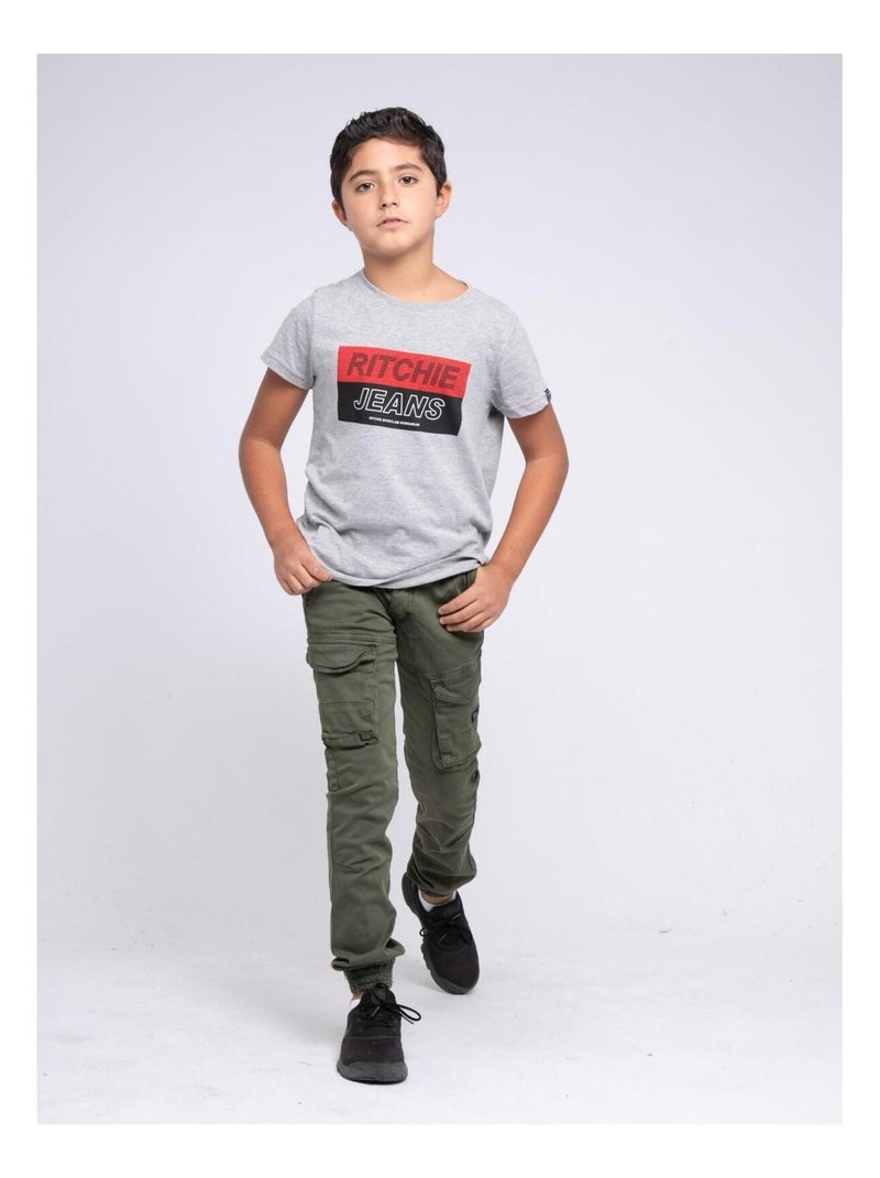 Pantalon battle VAOUR garçon Kaki - Kiabi