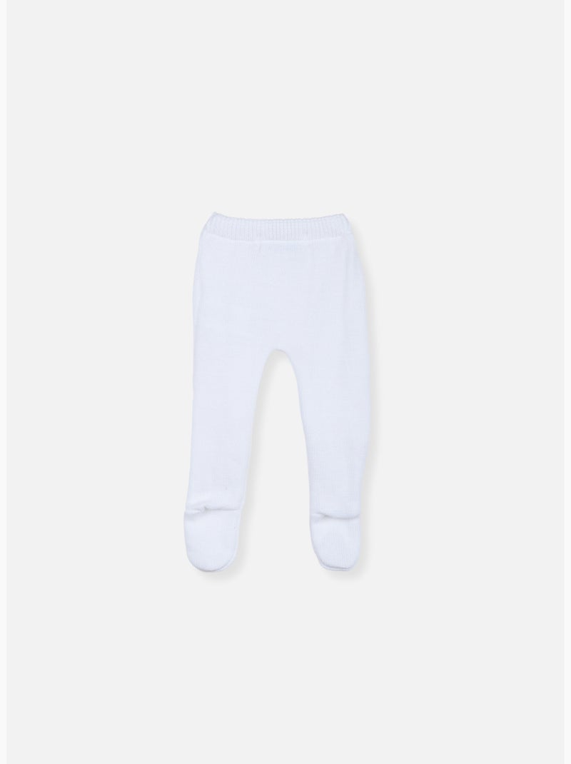 Pantalon bébé à pieds en coton - collection «petits chats» Blanc - Kiabi