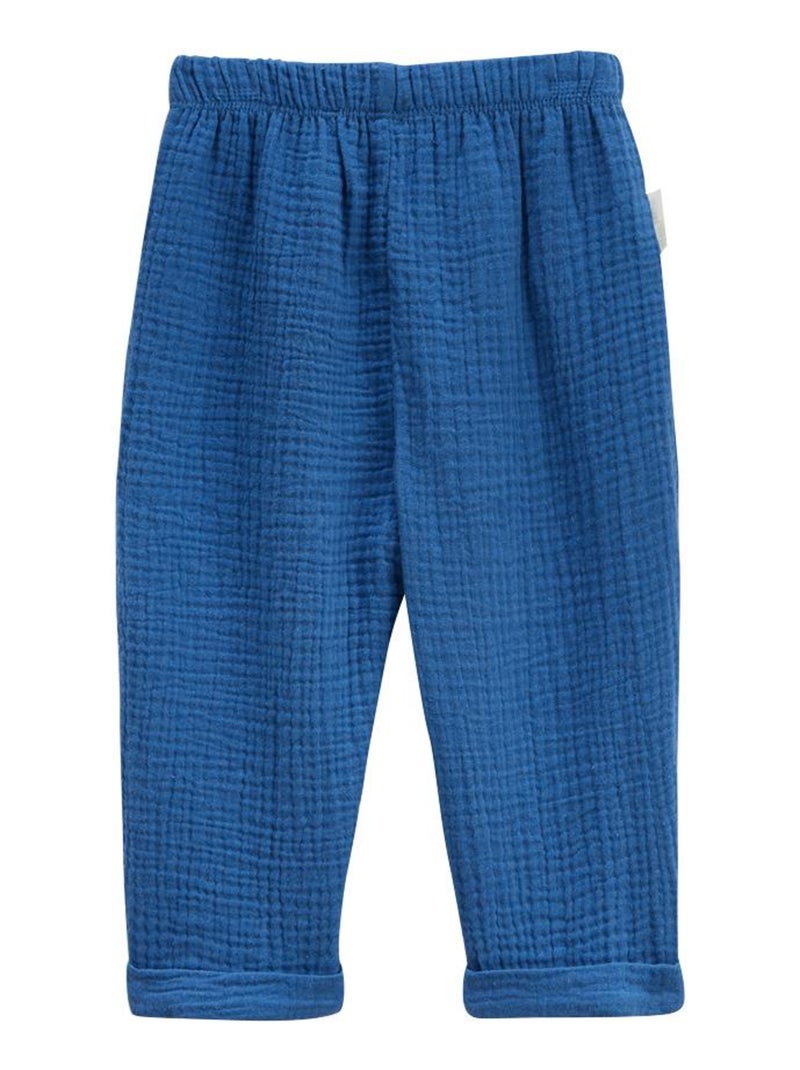 Pantalon bébé en gaze de coton Flora Bleu - Kiabi