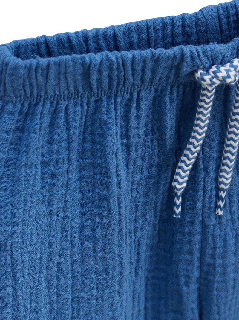 Pantalon bébé en gaze de coton Flora Bleu - Kiabi