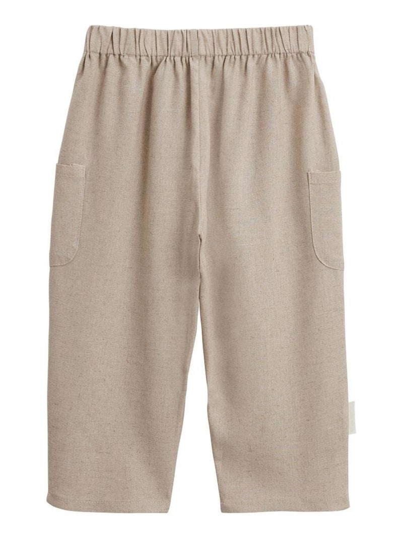 Pantalon bébé en lin mélangé Moka Beige - Kiabi
