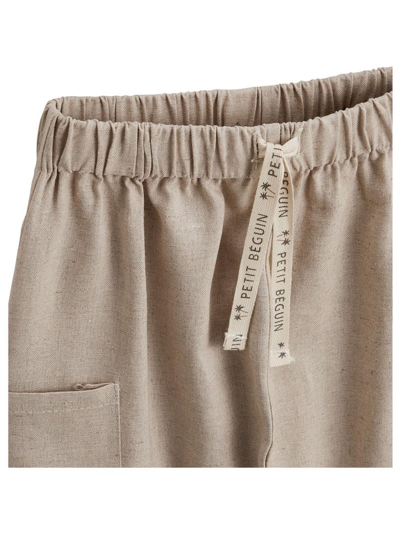 Pantalon bébé en lin mélangé Moka Beige - Kiabi