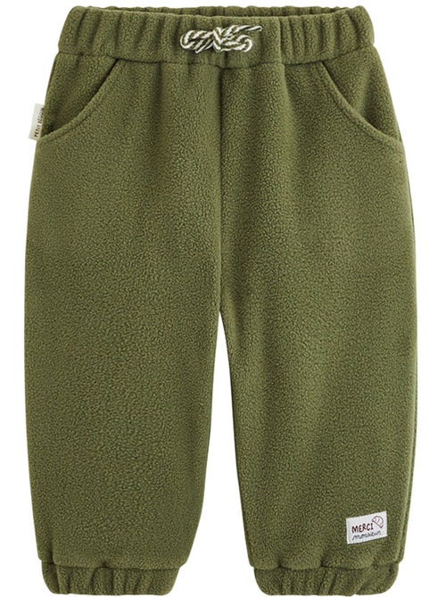 Pantalon bébé en polaire pistache - Kiabi