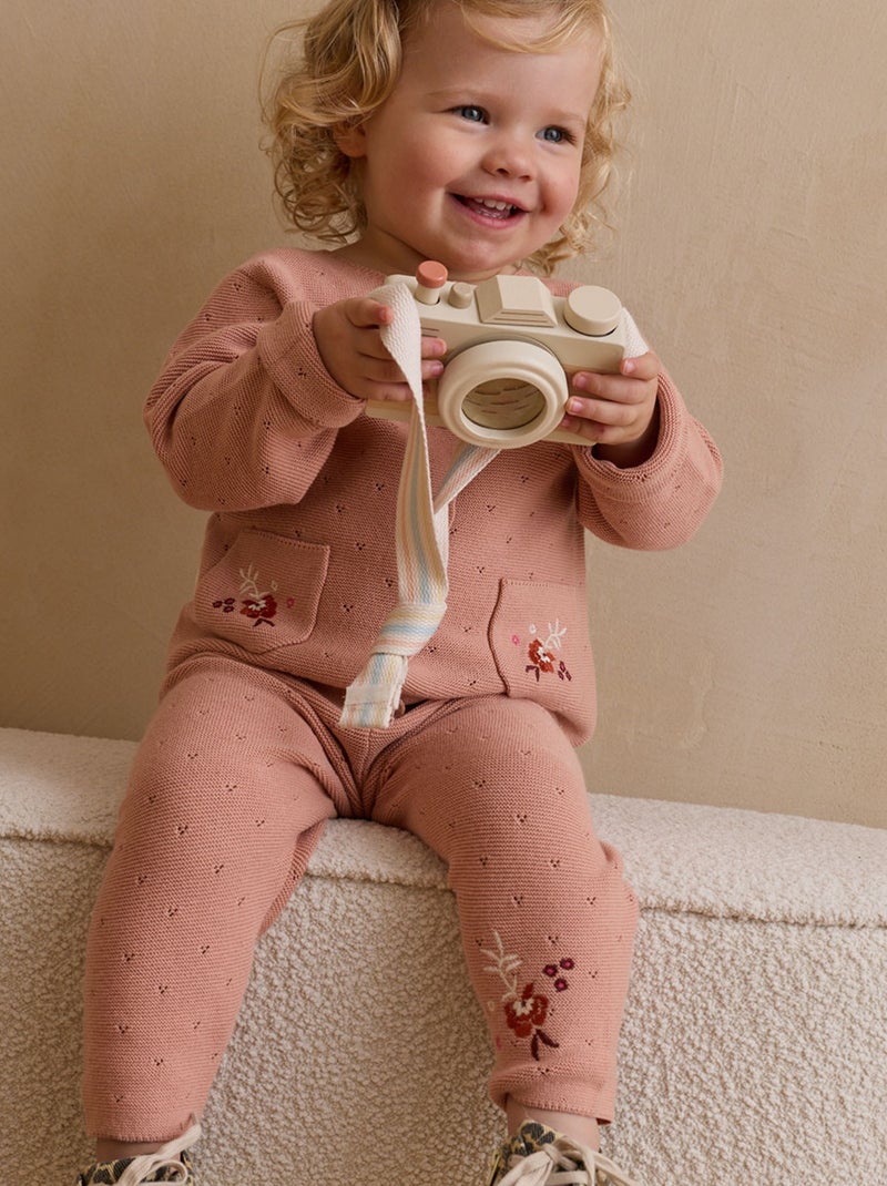 Pantalon bébé en tricot Manouk Rose - Kiabi