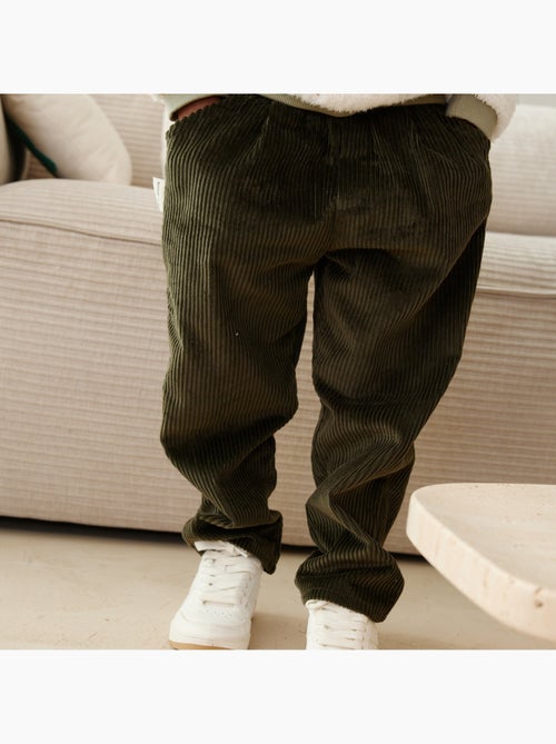 Pantalon bébé en velours côtelé pistache - Kiabi