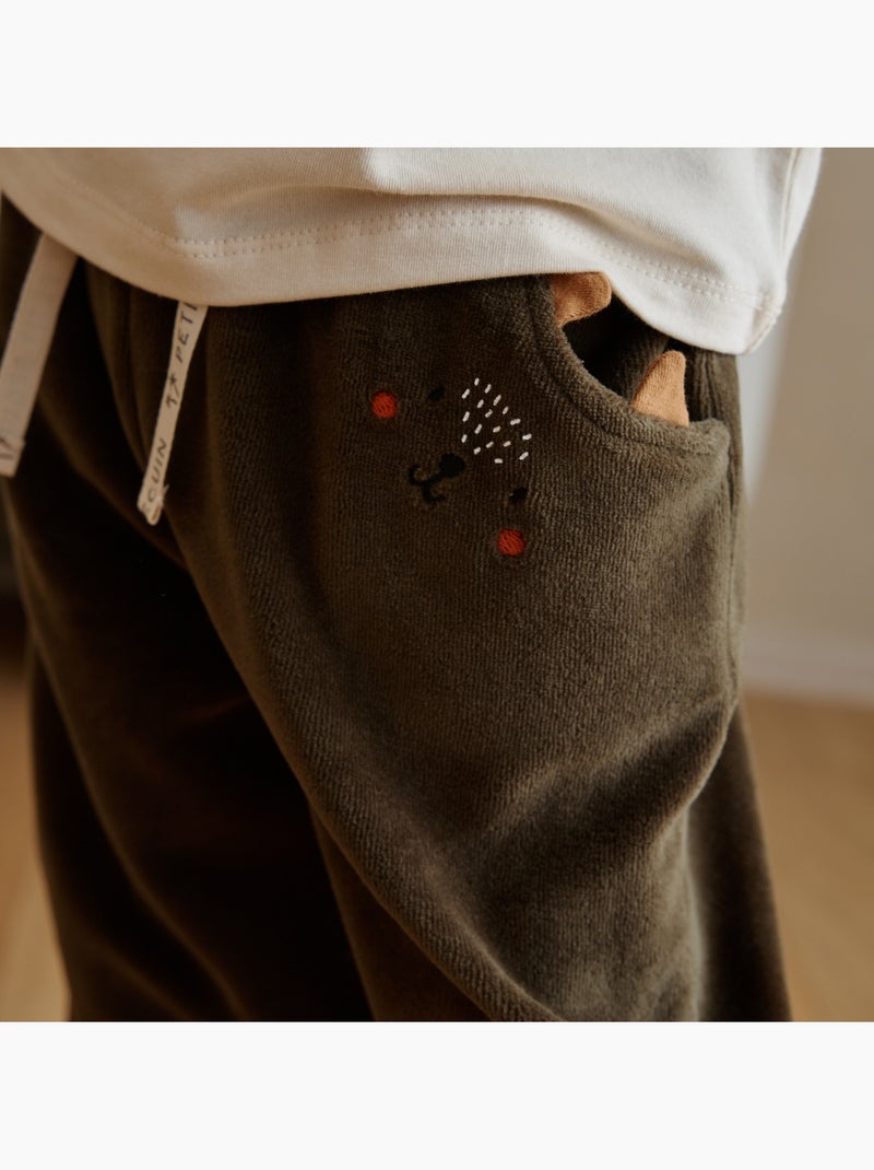 Pantalon bébé en velours ginkgo Vert - Kiabi