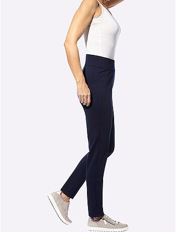 Pantalon ajusté avec ceinture élastique et coutures affinantes - Taille standard - Moda Vilona