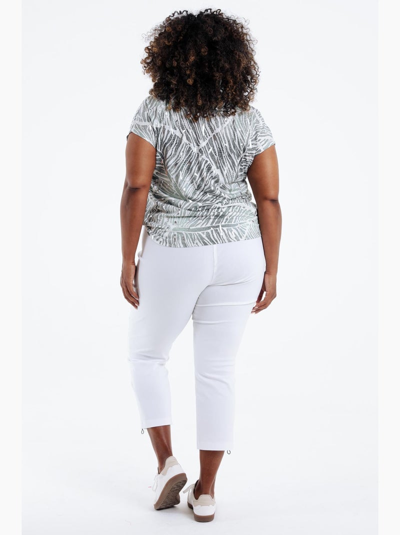 Pantalon bengaline 3/4 uni PAPRIKA Bleu marine - Kiabi