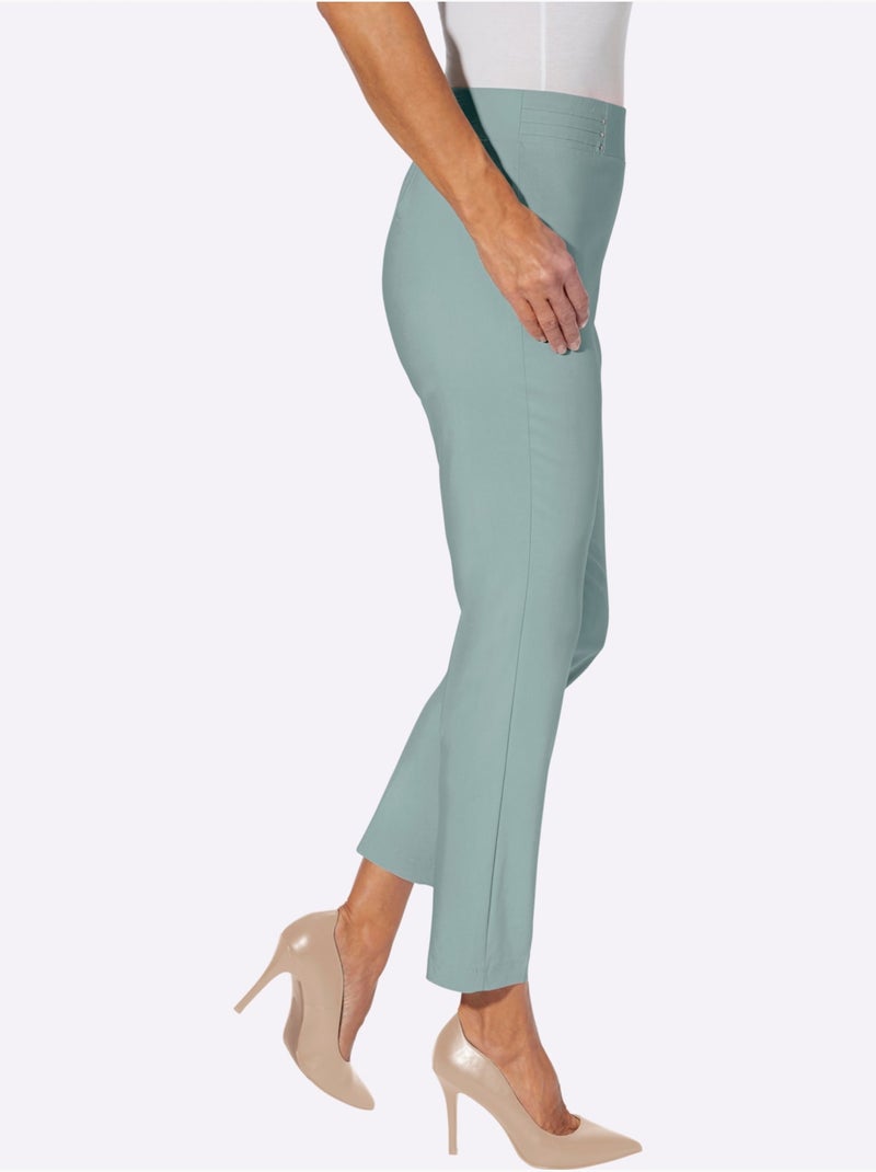 Pantalon bengaline à ceinture élastique avec plis décoratifs - taille courte - moda vilona Menthe - Kiabi