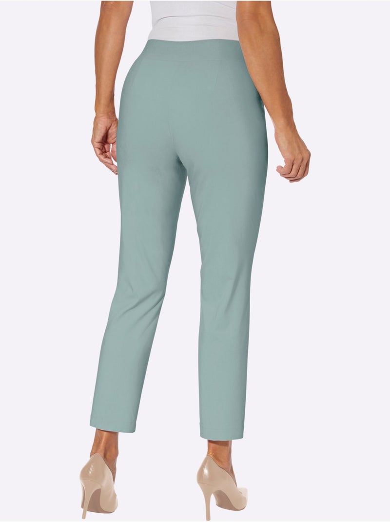 Pantalon bengaline à ceinture élastique avec plis décoratifs - taille courte - moda vilona Menthe - Kiabi