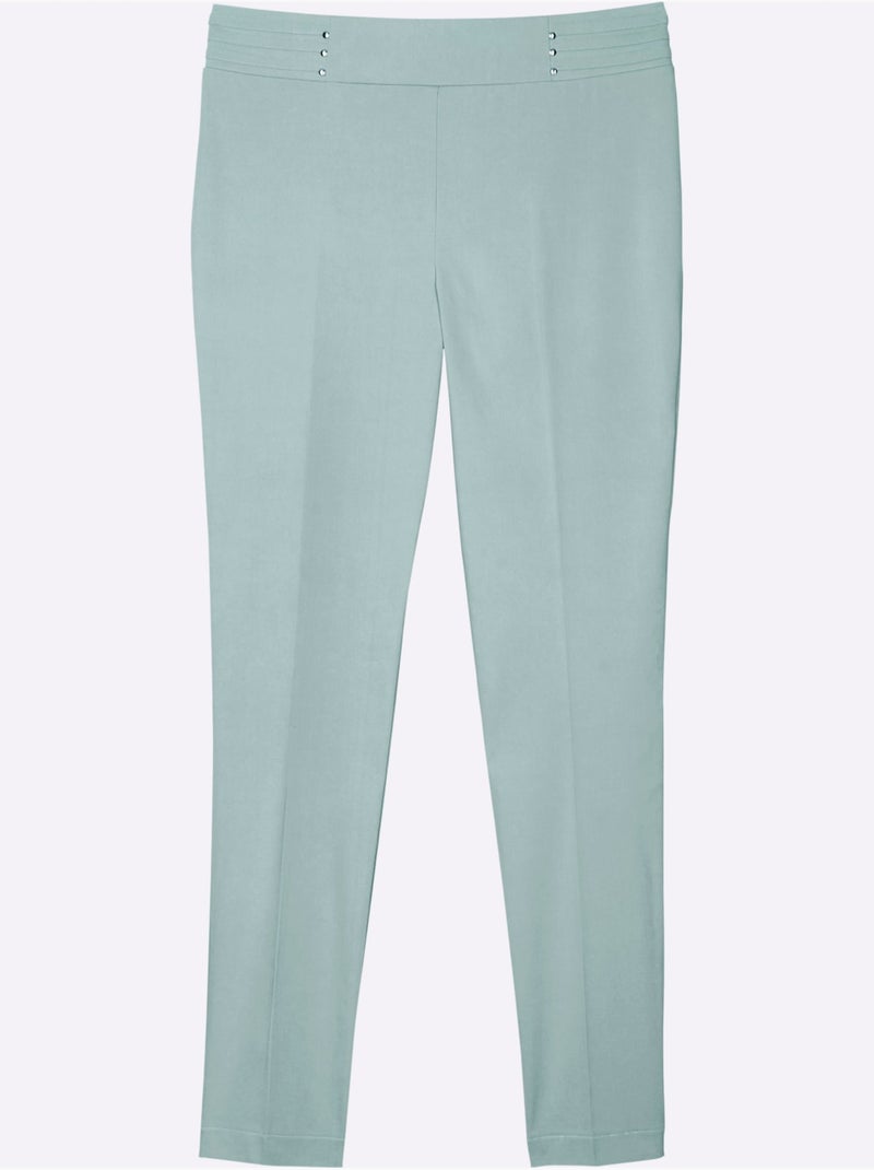 Pantalon bengaline à ceinture élastique avec plis décoratifs - taille courte - moda vilona Menthe - Kiabi