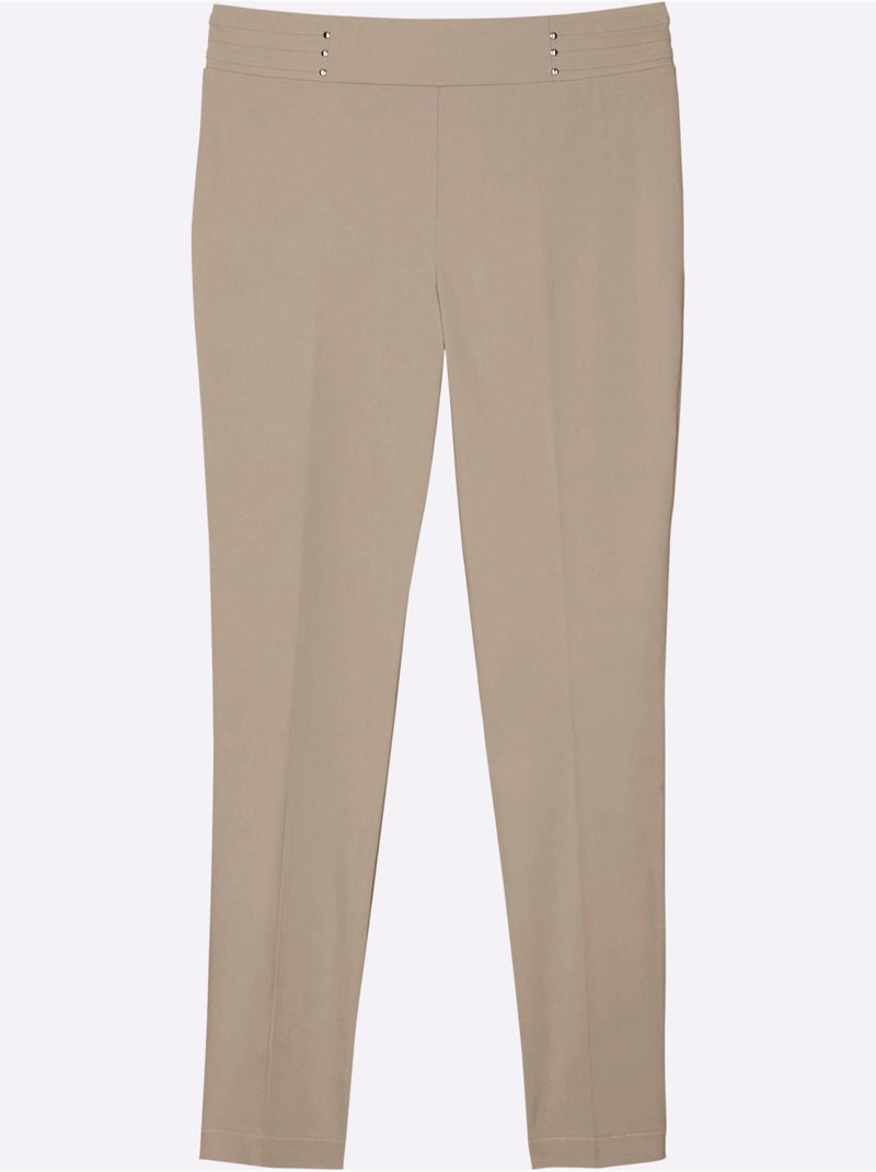 Pantalon bengaline à ceinture élastique avec plis décoratifs - taille standard - moda vilona Beige - Kiabi