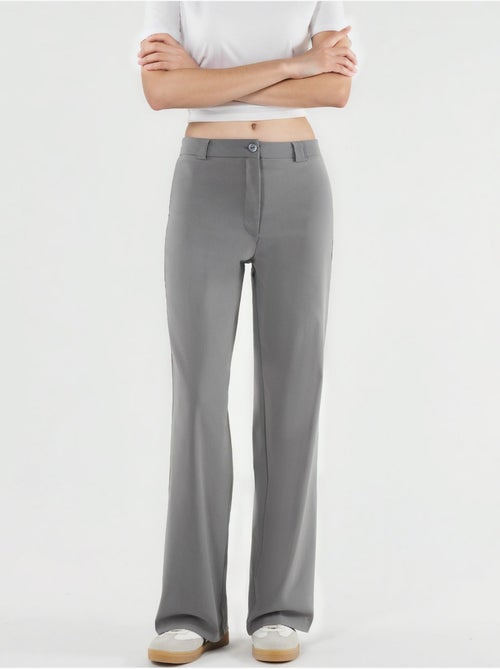 Pantalon Bengaline à jambe droite taille haute - Kiabi Pantalon Bengaline à jambe droite taille haute - Kiabi