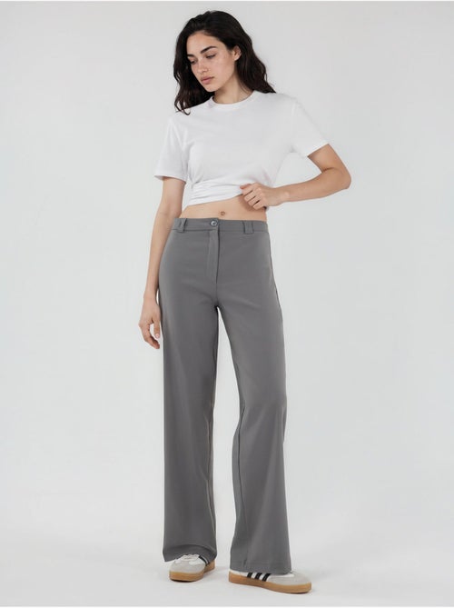 Pantalon Bengaline à jambe droite taille haute - Kiabi Pantalon Bengaline à jambe droite taille haute - Kiabi