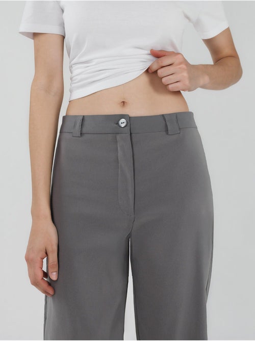Pantalon Bengaline à jambe droite taille haute - Kiabi Pantalon Bengaline à jambe droite taille haute - Kiabi