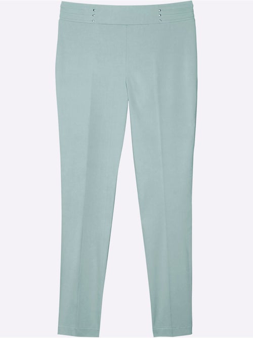 Pantalon bengaline ajusté avec ceinture élastique et plis décoratifs - taille standard - moda vilona - Kiabi Pantalon bengaline ajusté avec ceinture élastique et plis décoratifs - taille standard - moda vilona - Kiabi