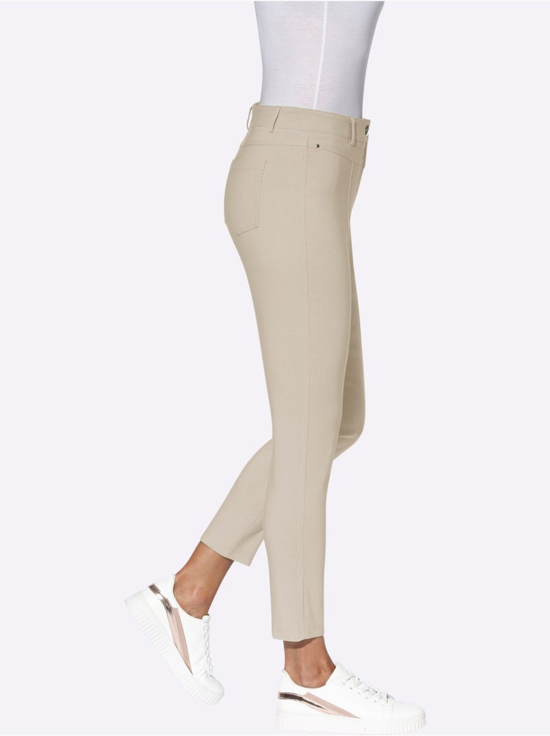 Pantalon bengaline extensible à coupe étroite et indéformable - Taille courte - Witt Sable - Kiabi