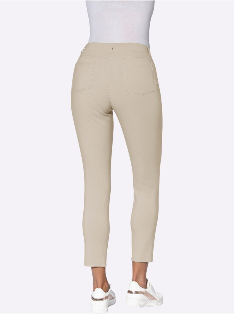 Pantalon bengaline extensible à coupe étroite et indéformable - Taille courte - Witt Sable - Kiabi