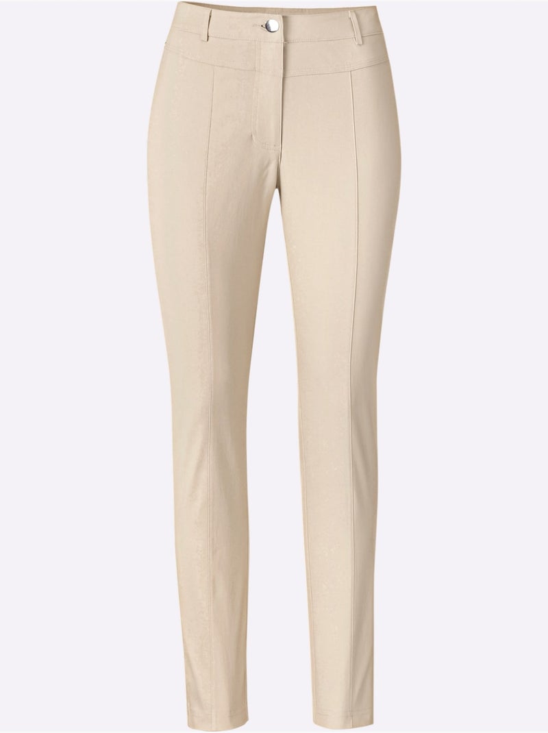Pantalon bengaline extensible à coupe étroite et indéformable - Taille courte - Witt Sable - Kiabi