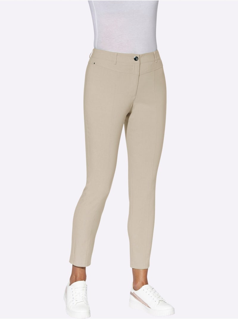 Pantalon bengaline extensible à coupe étroite et indéformable - Taille courte - Witt Sable - Kiabi
