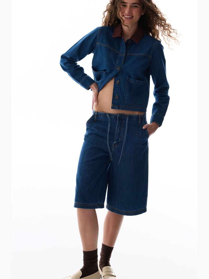 Pantalon bermuda long penti Bleu saphir - Kiabi