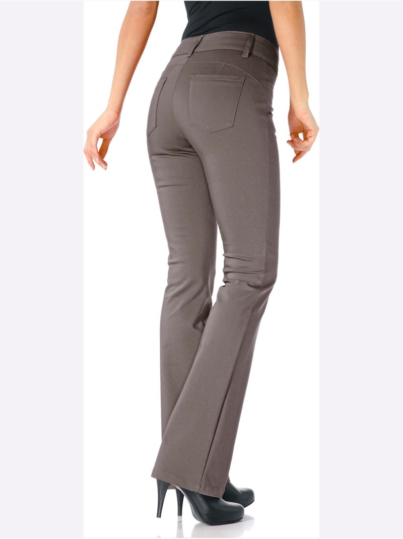 Pantalon Bootcut Coupe Bootcut Tendance - Taille Courte - Helline Gris taupe - Kiabi