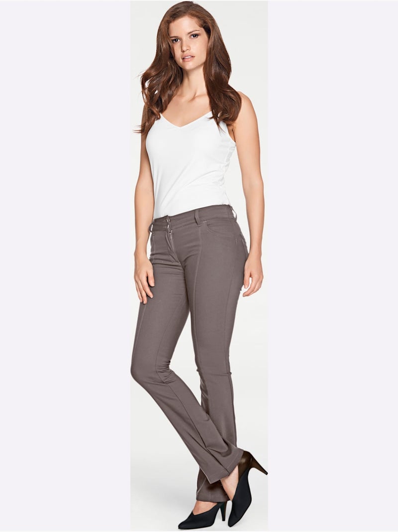 Pantalon Bootcut Coupe Bootcut Tendance - Taille Courte - Helline Gris taupe - Kiabi