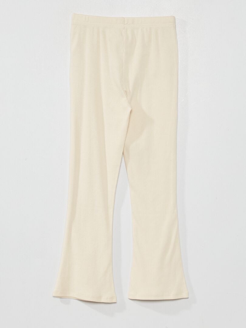 Pantalon bootcut en maille côtelée Blanc - Kiabi