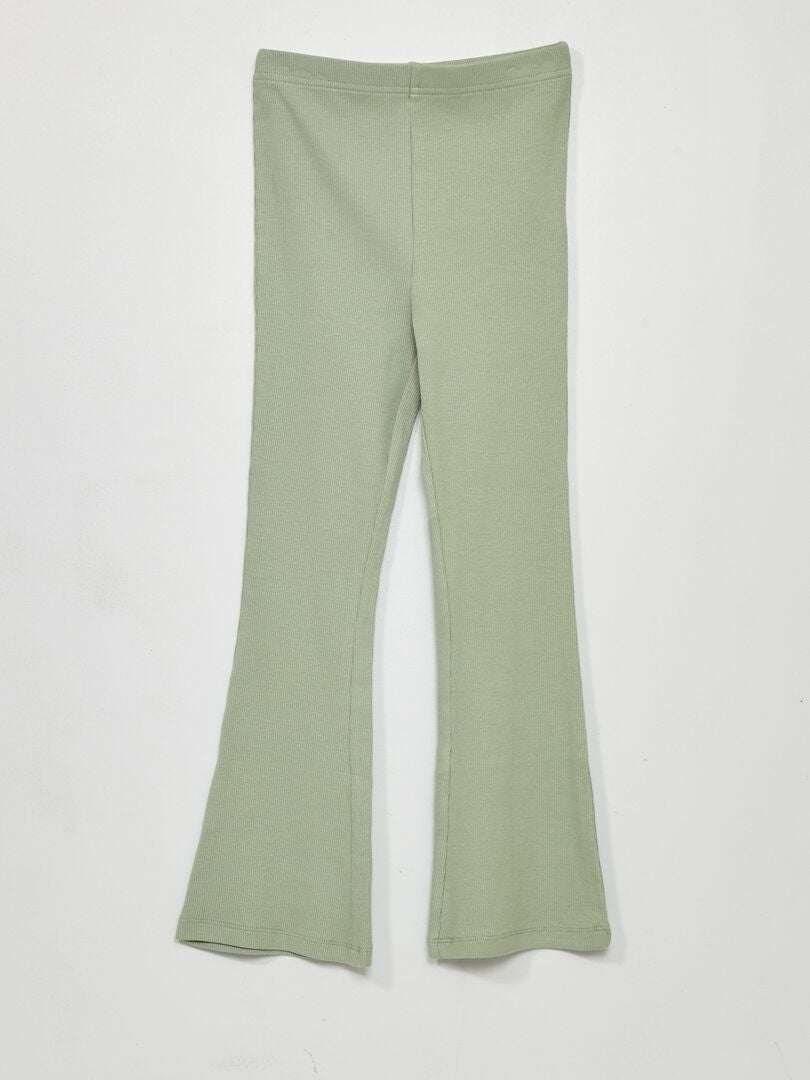 Pantalon bootcut en maille côtelée vert gris - Kiabi