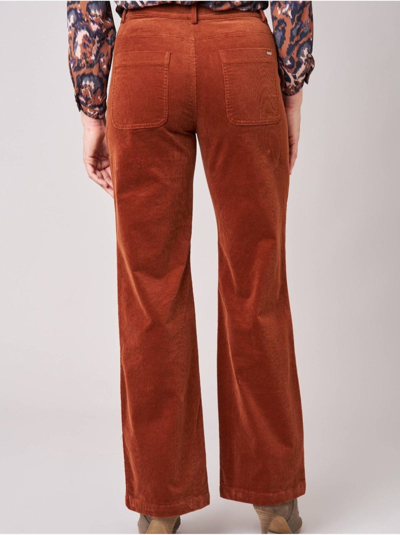 Pantalon bootcut femme en coton 'Deeluxe' Marron - Kiabi