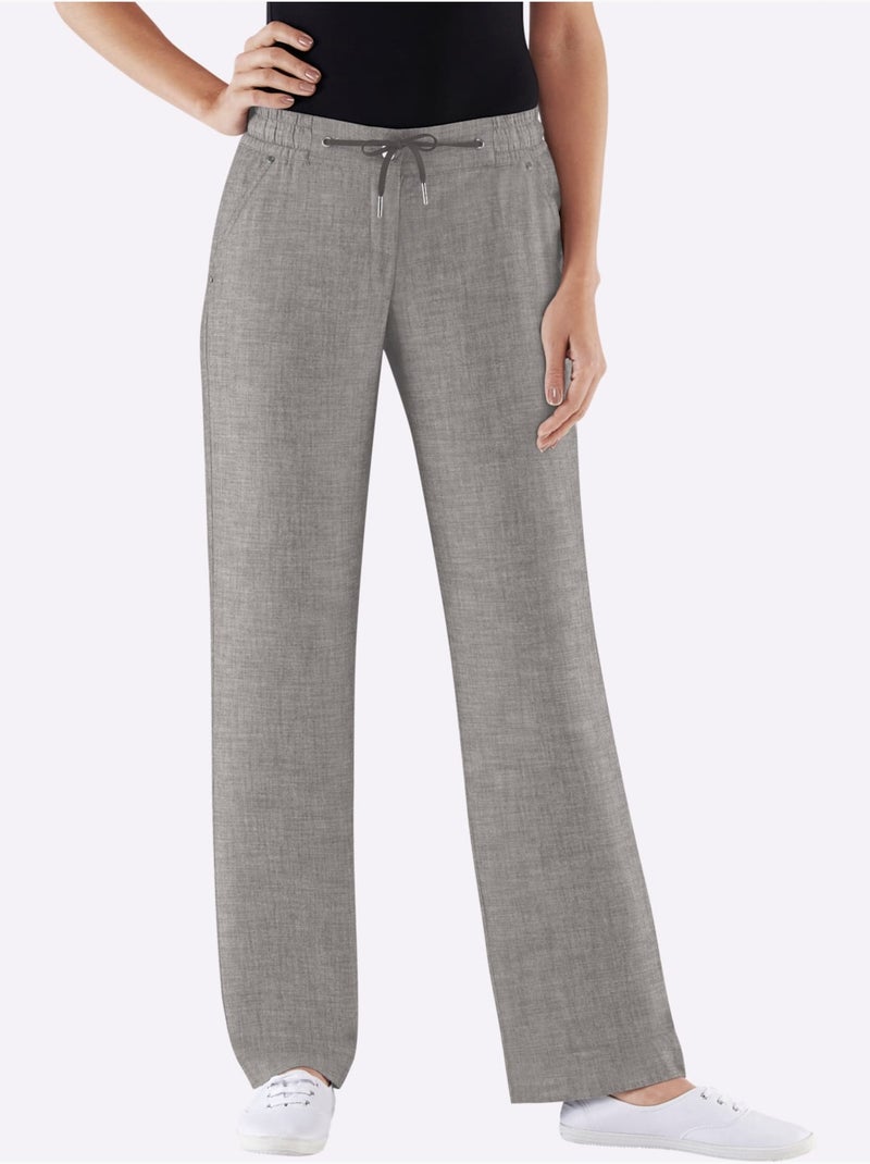 Pantalon Bootcut Pur Coton - Taille Courte - Witt Gris taupe - Kiabi