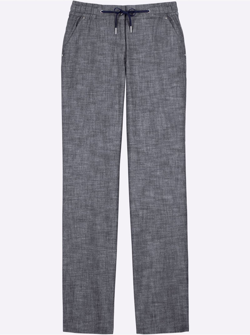 Pantalon Bootcut Pur Coton - Taille Extra Courte - Witt Bleu marine - Kiabi