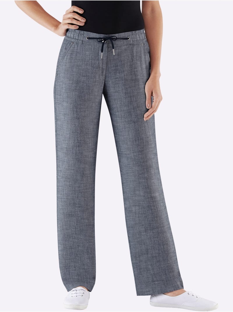 Pantalon Bootcut Pur Coton - Taille Standard - Witt Bleu marine - Kiabi