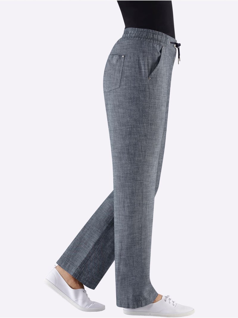 Pantalon Bootcut Pur Coton - Taille Standard - Witt Bleu marine - Kiabi