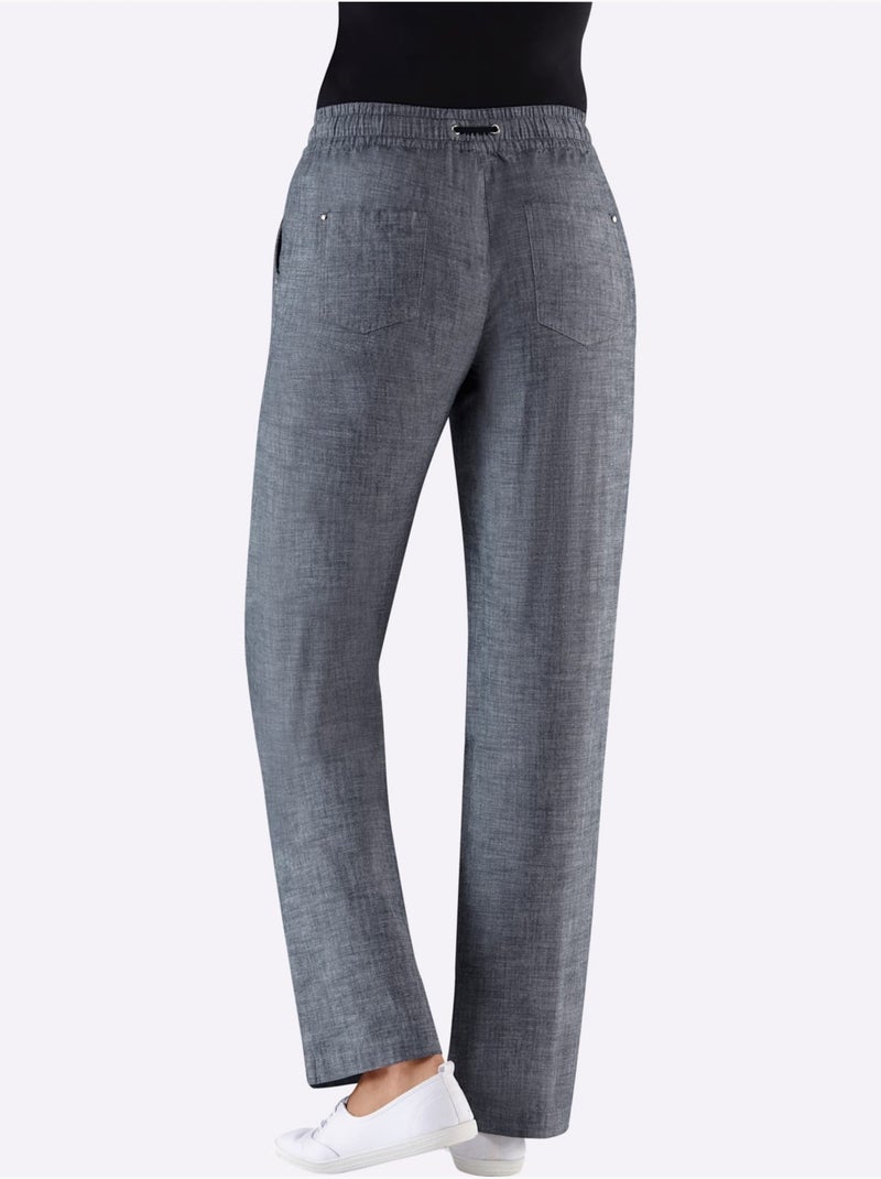 Pantalon Bootcut Pur Coton - Taille Standard - Witt Bleu marine - Kiabi