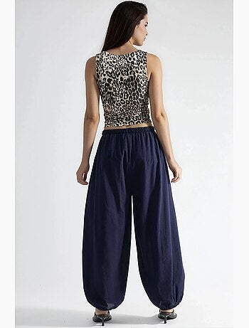 Pantalon bouffant à taille élastique avec poches busem