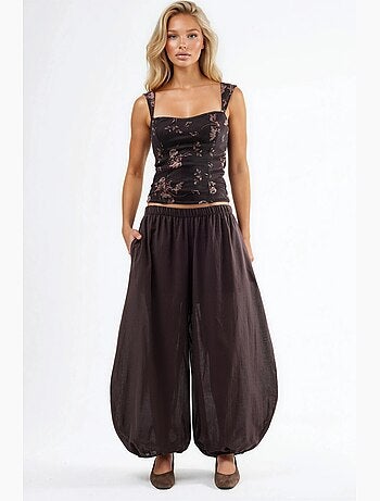 Pantalon bouffant à taille élastique avec poches busem