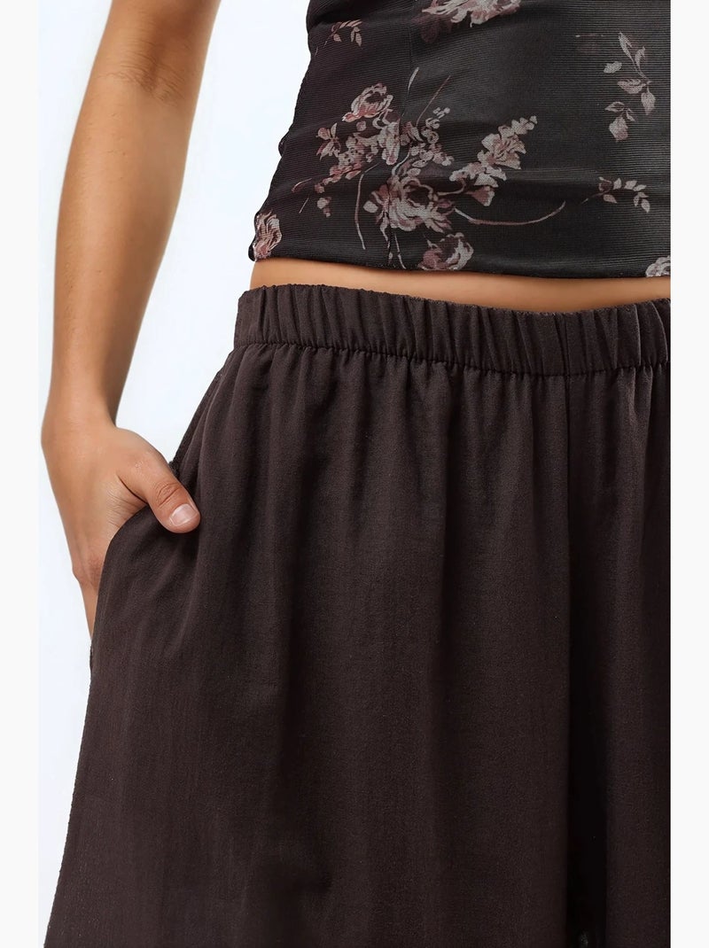 Pantalon bouffant à taille élastique avec poches busem Marron foncé - Kiabi