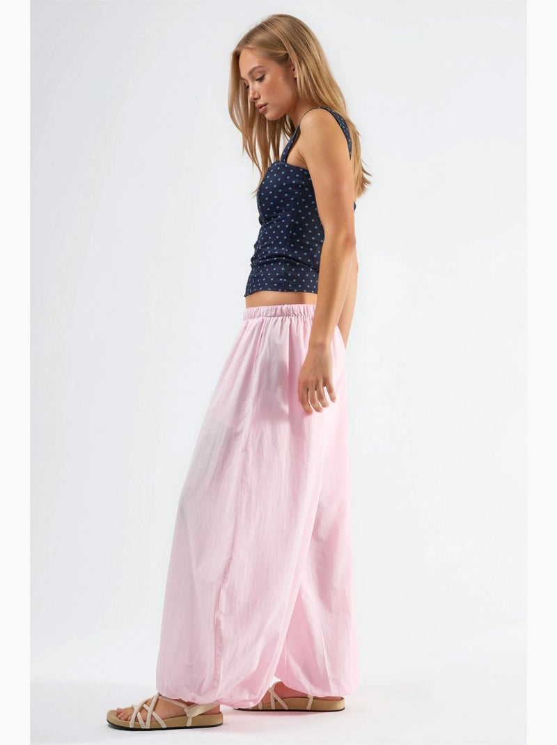 Pantalon bouffant à taille élastique avec poches busem Rose pâle - Kiabi