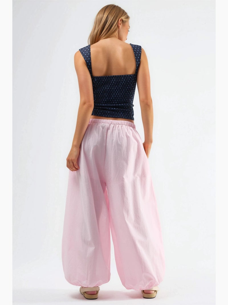 Pantalon bouffant à taille élastique avec poches busem Rose pâle - Kiabi