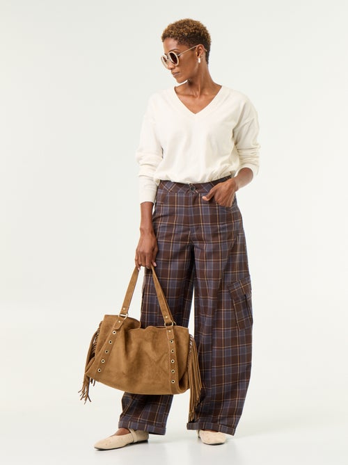 Pantalon boule à carreaux - Kiabi